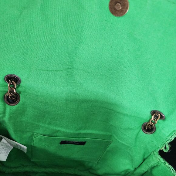 PARFOIS Green Jute Crocheted Crossbody Purse W/Antique Brass Chain Strap - Picture 10 of 13